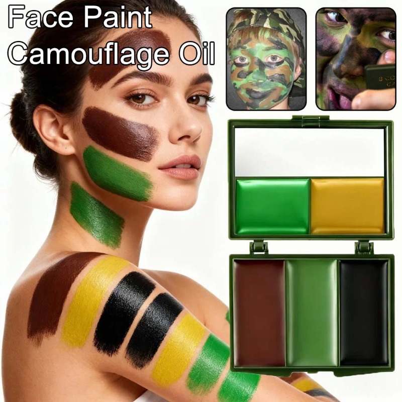 طلاء وجه ثلاثي الألوان للتمويه - مراجعة Camo Face Paint وسعره
