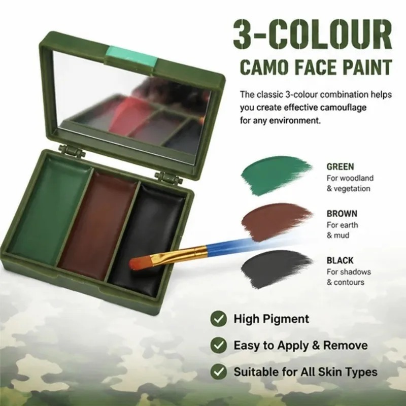 طلاء وجه ثلاثي الألوان للتمويه - مراجعة Camo Face Paint وسعره